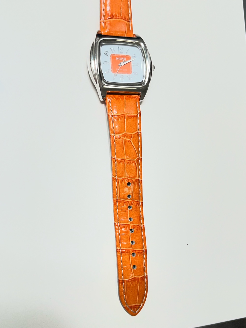 ECCLISSI STERLING SILVER QUARTZ Watch W/ORIGINAL ORANGE BAND 22885- New Battery - Picture 4 of 8